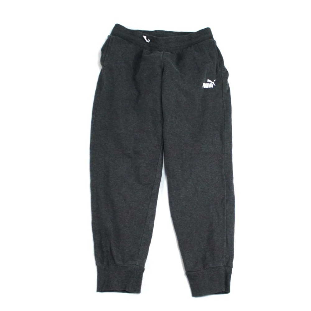 PUMA Jogger Pants Men Medium Gray Excellent Logo Drawstring Casual Activewear